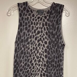 LINE brand, cashmere, black & grey leopard, shift dress.NEW